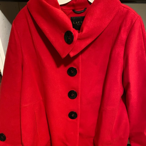 Laura Plus Red Button Up Trenchcoat - Picture 1 of 6